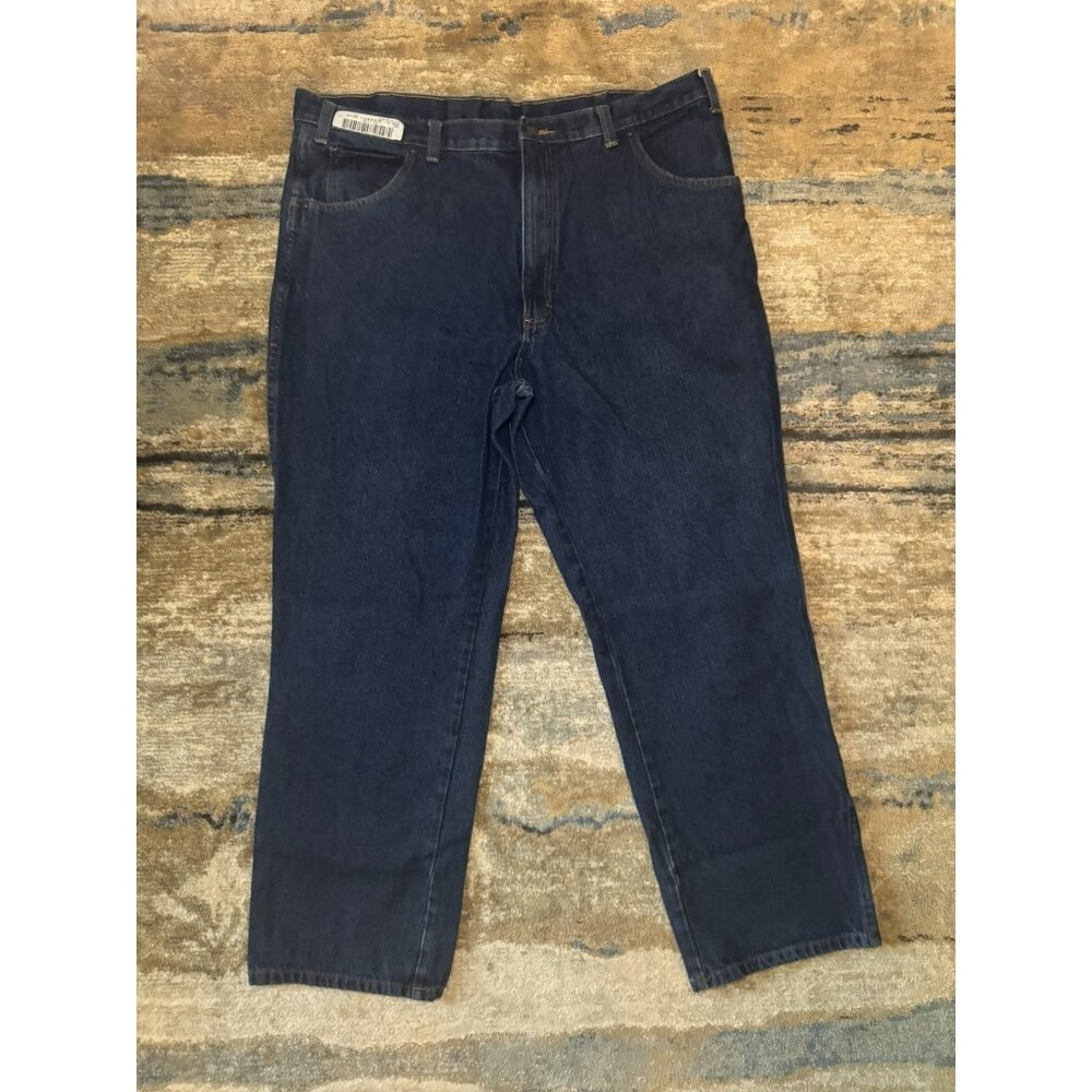 GK Services Men’s Dark Wash Jeans 42x32 – Relaxed Fit Workwear Denim